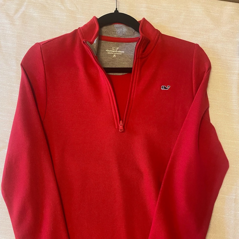 New boys Shep Shirt longsleeve 1/4 zip in Christmas red velvet size 12-14 Medium